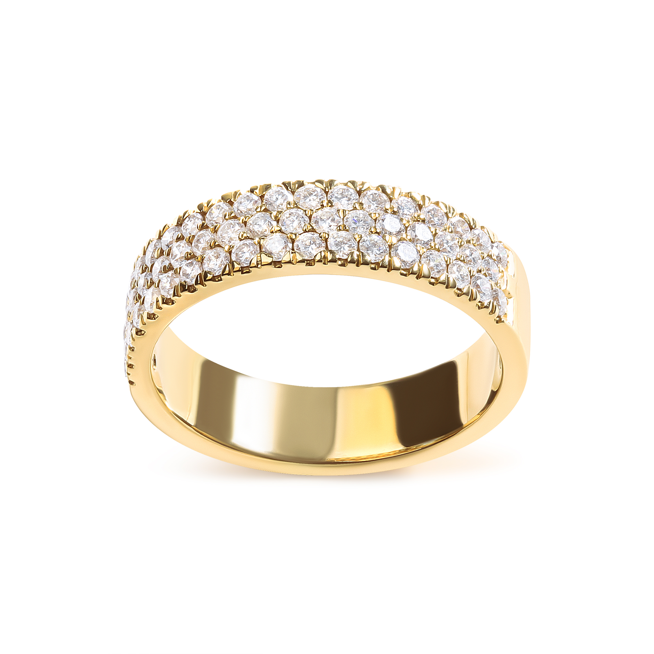 14k Yellow Gold Pave Set 34 Cttw Multi Row Diamond Band Ring H-I Color 4595$